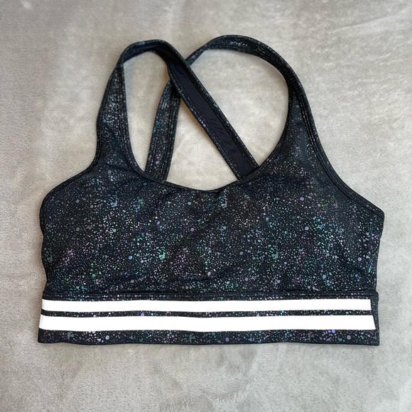 Black Reflective Mirage Light n Tight Cross Strap Bra - Picture 2 of 4